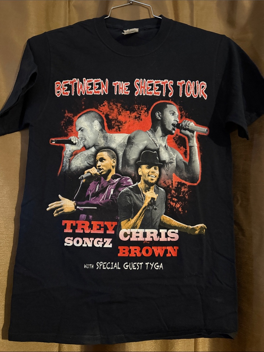 2015 Between The Sheets Tour Trey Songz & Chris Brown  ,Tyga Black Graphic Tee